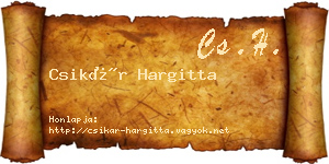 Csikár Hargitta névjegykártya